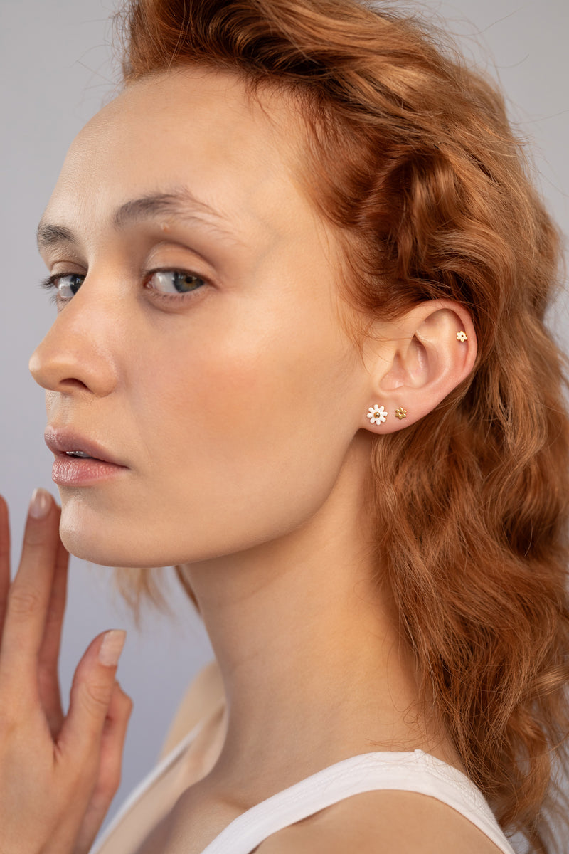 Tiny Flower Studs, Gold Vermeil