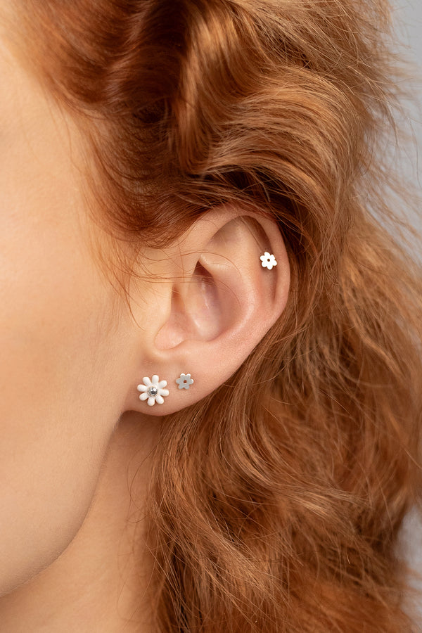 Tiny Flower Studs, Sterling Silver