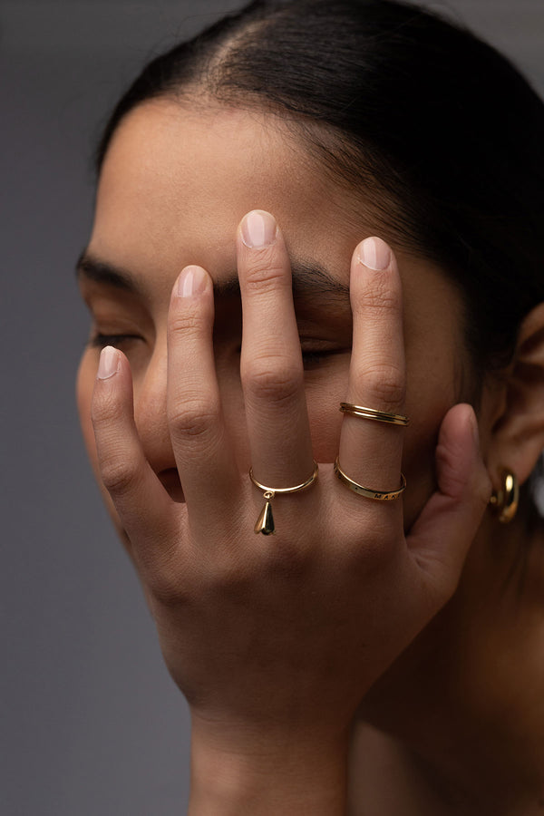 Twin Rings in Gold Vermeil, Worn Styled