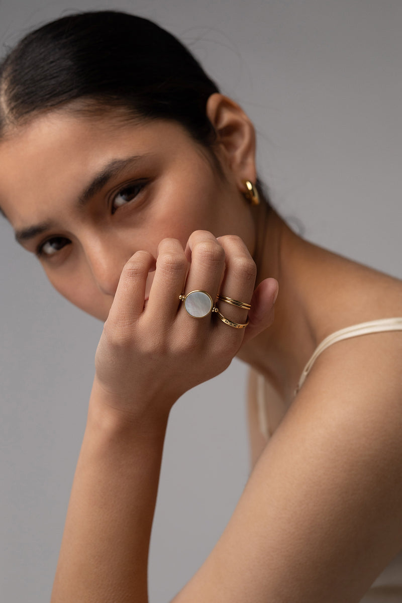 Twin Rings in Gold Vermeil, Worn Styled