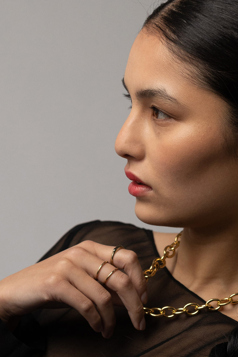 Twin Rings in Gold Vermeil, Worn Styled