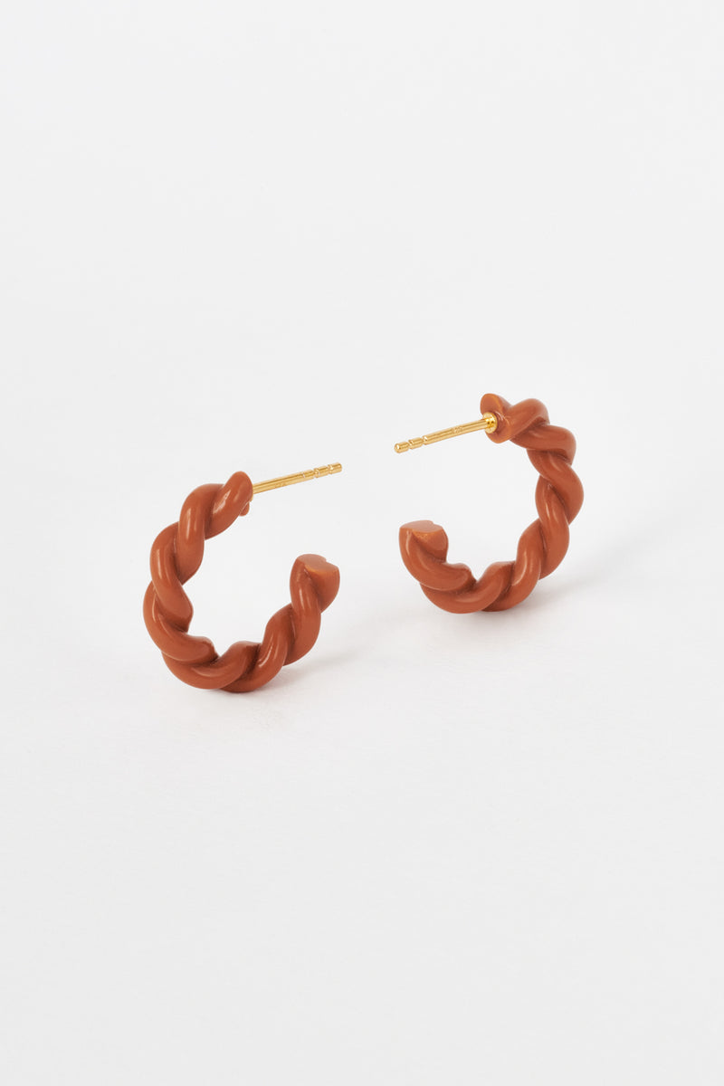 Twist Hoops in Toffee, Zoom View