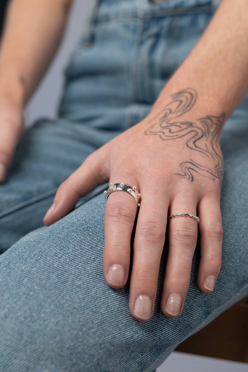 Wave Ring in Sterling Silver, Worn View