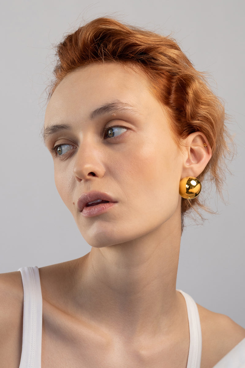 Bold Dome Earrings, Gold Vermeil