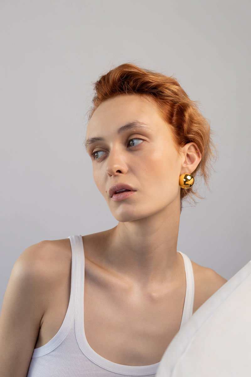 Bold Dome Earrings, Gold Vermeil