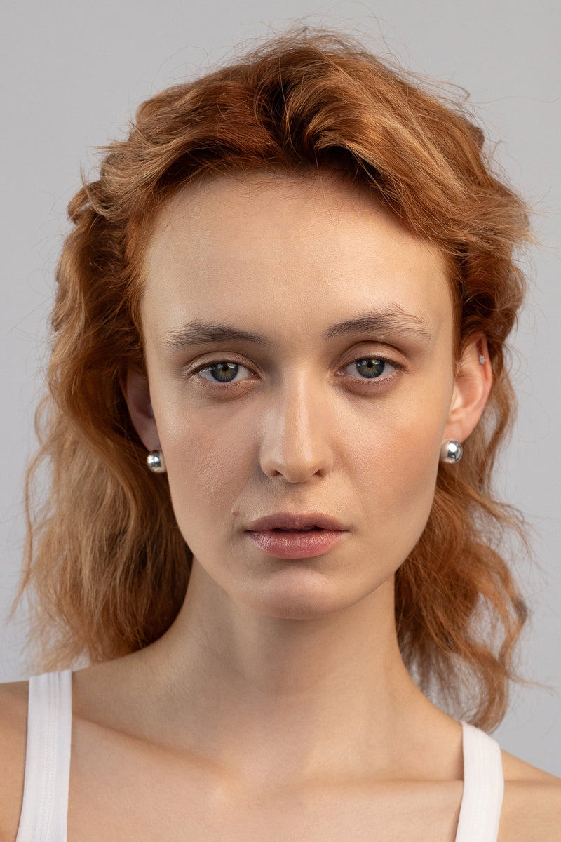 Dome Earrings, Sterling Silver