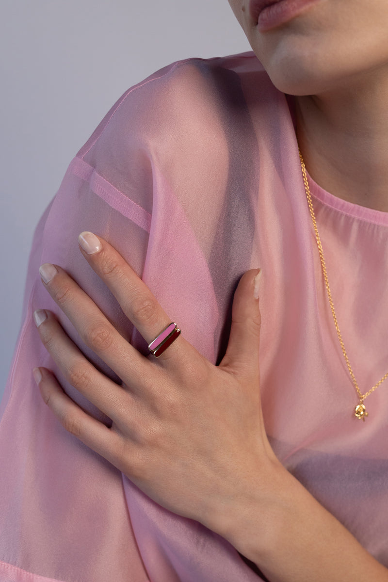 Stacker Ring, Plum, Golden Brass