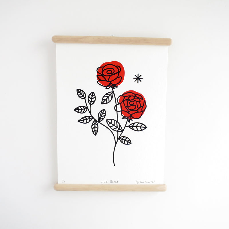 Wild Roses in Red, Giclée Print