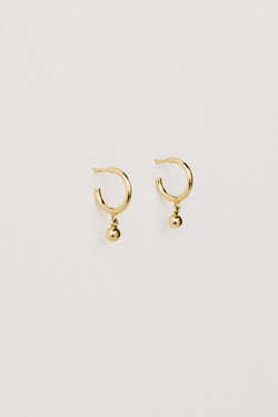 Ball Charm Hoops, Golden Brass