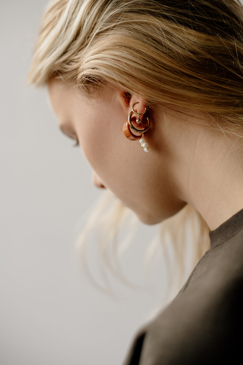 Ball Charm Hoops, Gold Vermeil