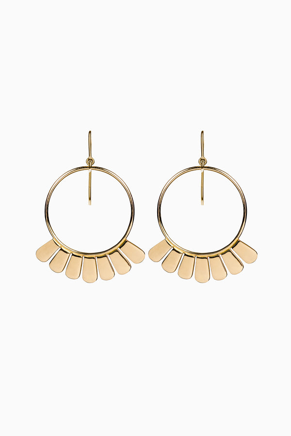 Frill Earrings, Golden Brass