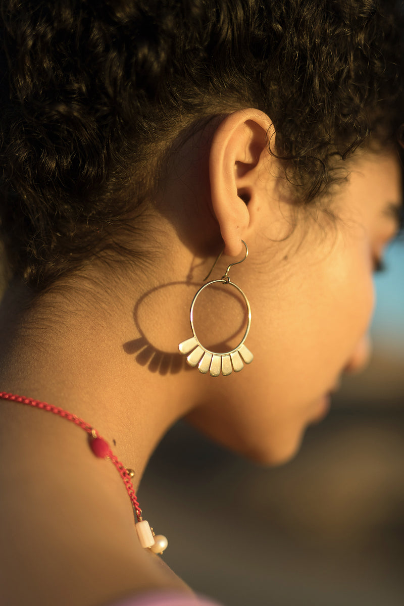 Frill Earrings, Golden Brass