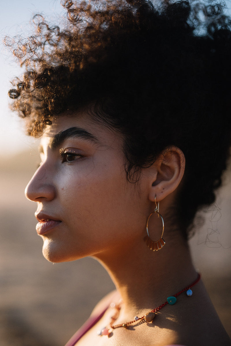 Frill Earrings, Golden Brass