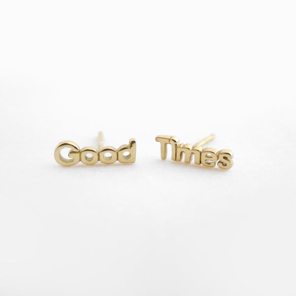 Good Times Studs Golden Brass by Naomi Murrell