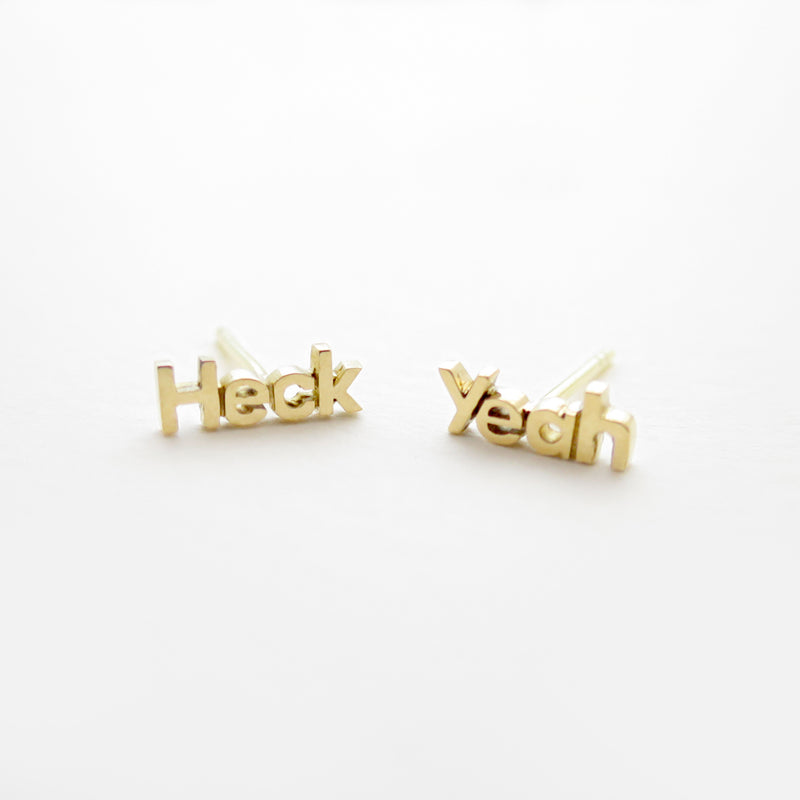 Heck Yeah Studs in Golden Brass by Naomi Murrell