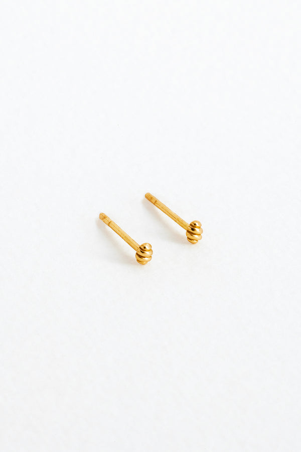 Hive Studs in Gold Vermeil Side View