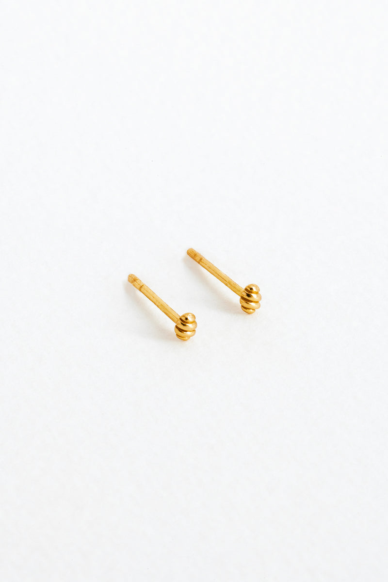 Hive Studs in Gold Vermeil Side View