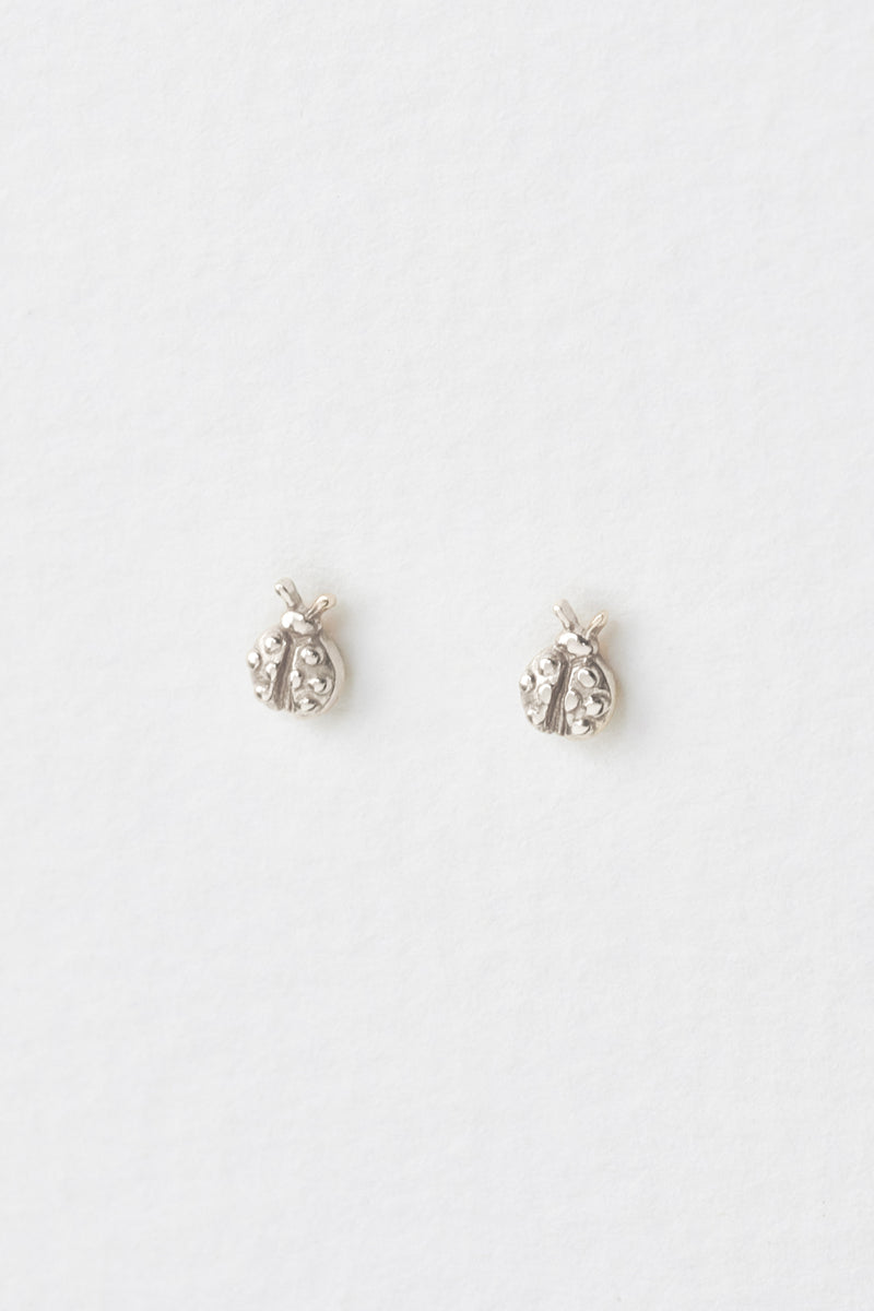 Ladybird Studs in Sterling Silver Close Up