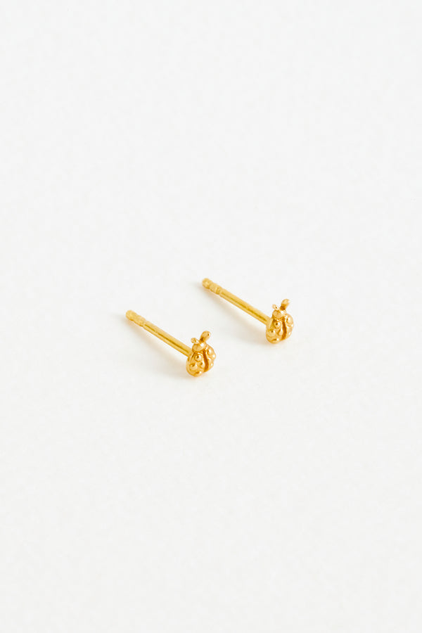 Ladybird Studs in Gold Vermeil Side View