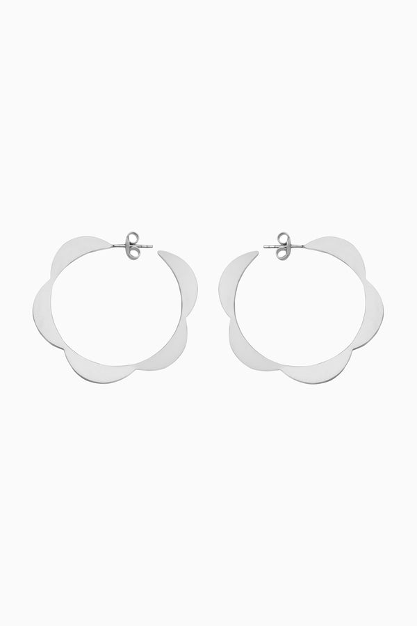 Moonbeam Hoops, Sterling Silver