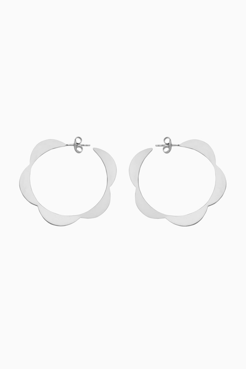 Moonbeam Hoops, Sterling Silver