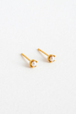 Pearl Studs In Gold Vermeil Side View