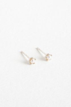 Pearl Studs In Sterling Silver Side View