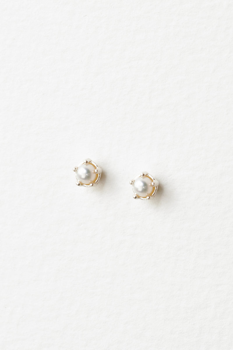 Pearl Studs In Sterling Silver Front On
