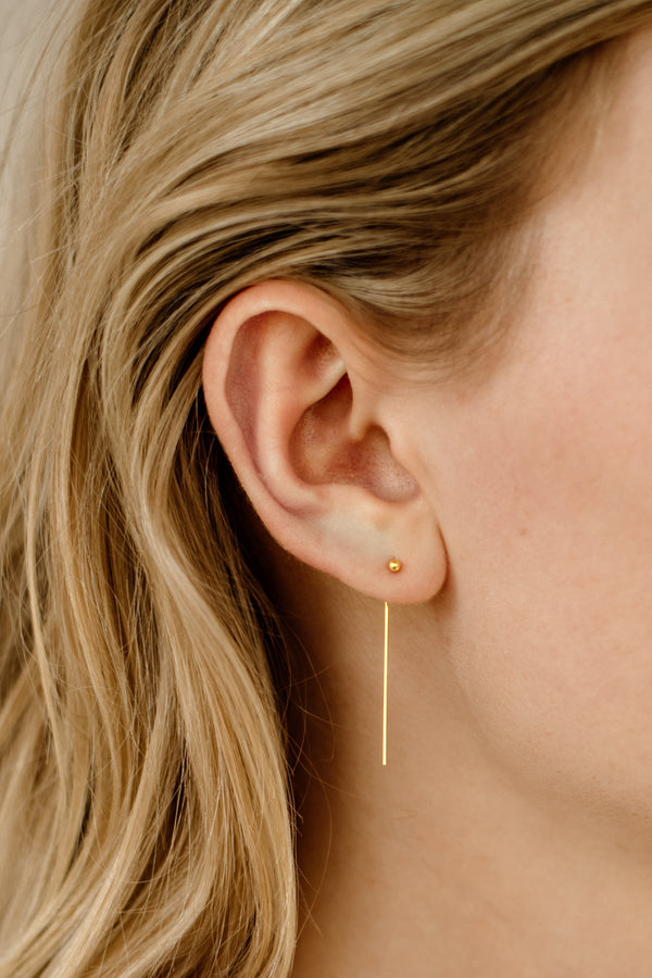 Pin Drop Ear Jackets, Golden Brass