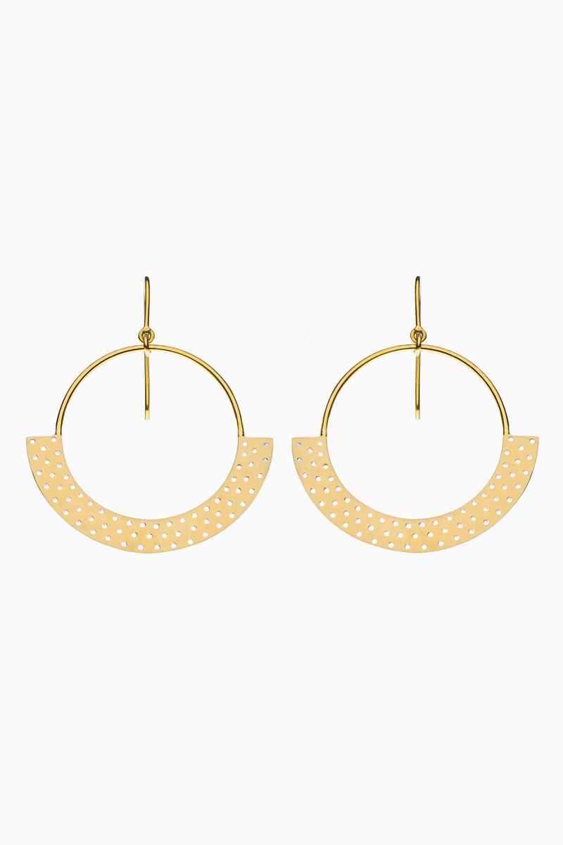 Polka Dot Hoops, Golden Brass