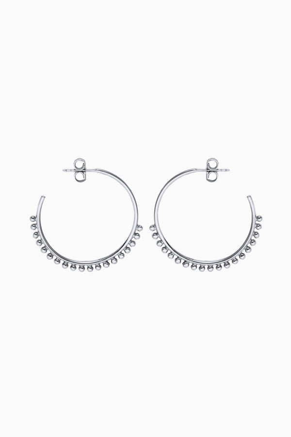 Pom Pom Hoops, Sterling Silver