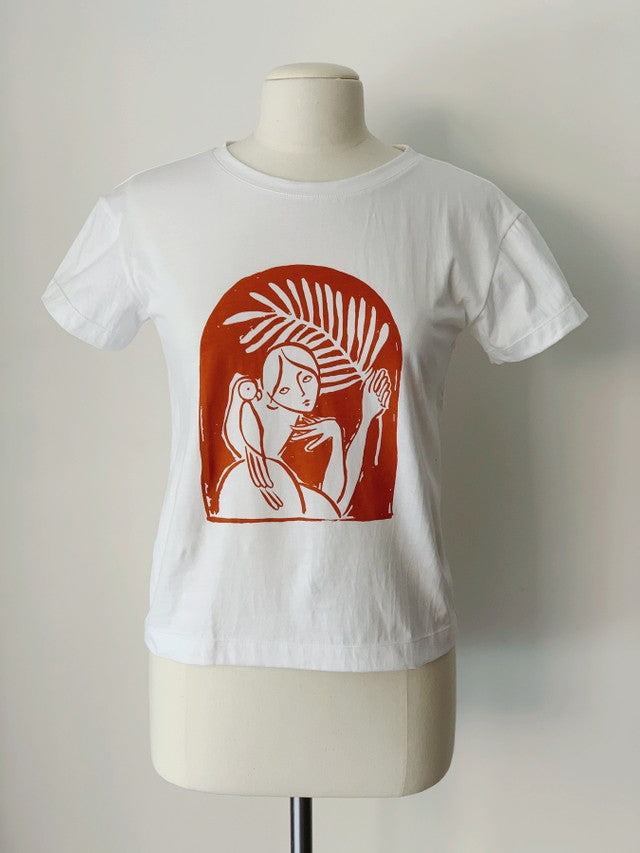 Paradiso T-Shirt, White Organic Cotton, Front View, by Naomi Murrell