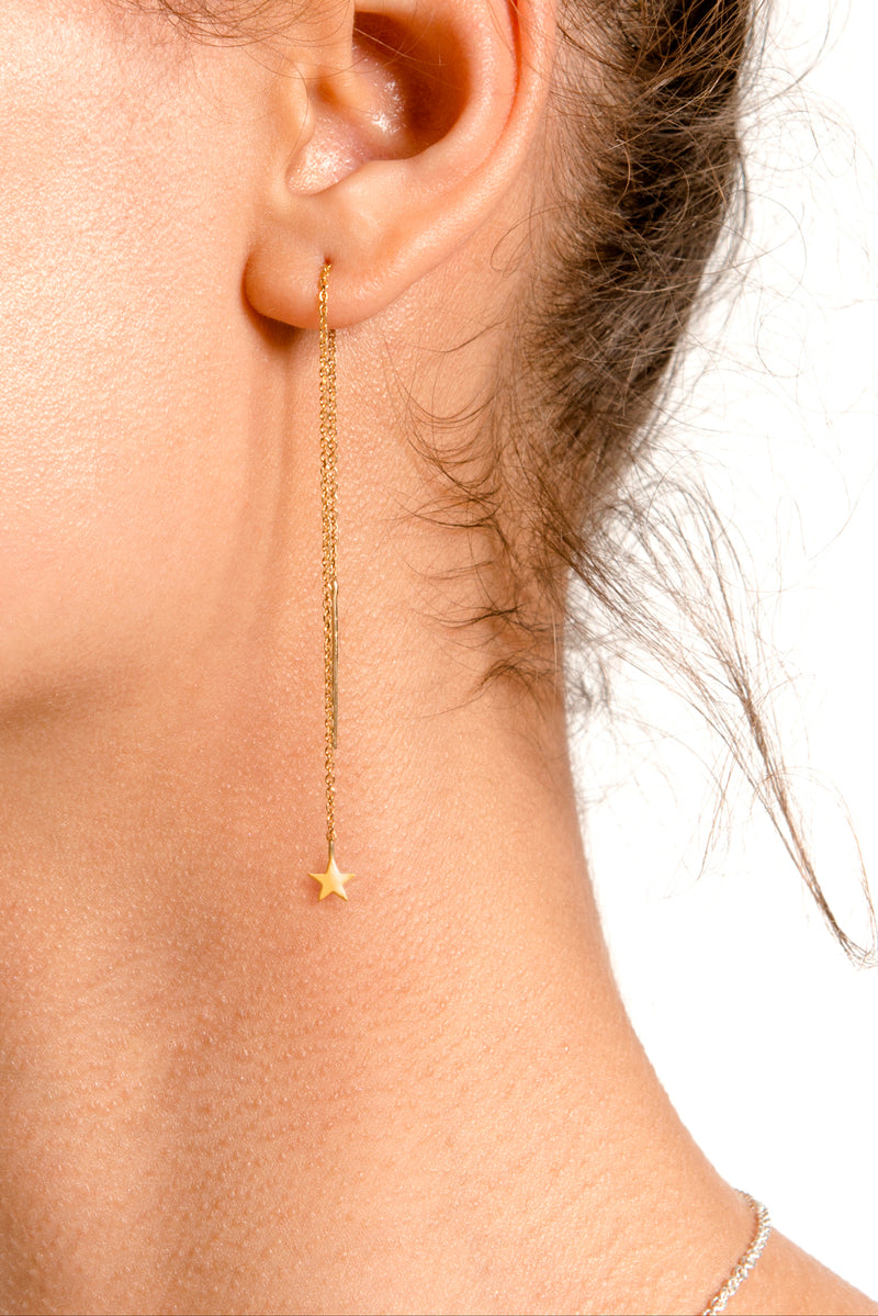 Starlight Thread Earrings, Gold Plate