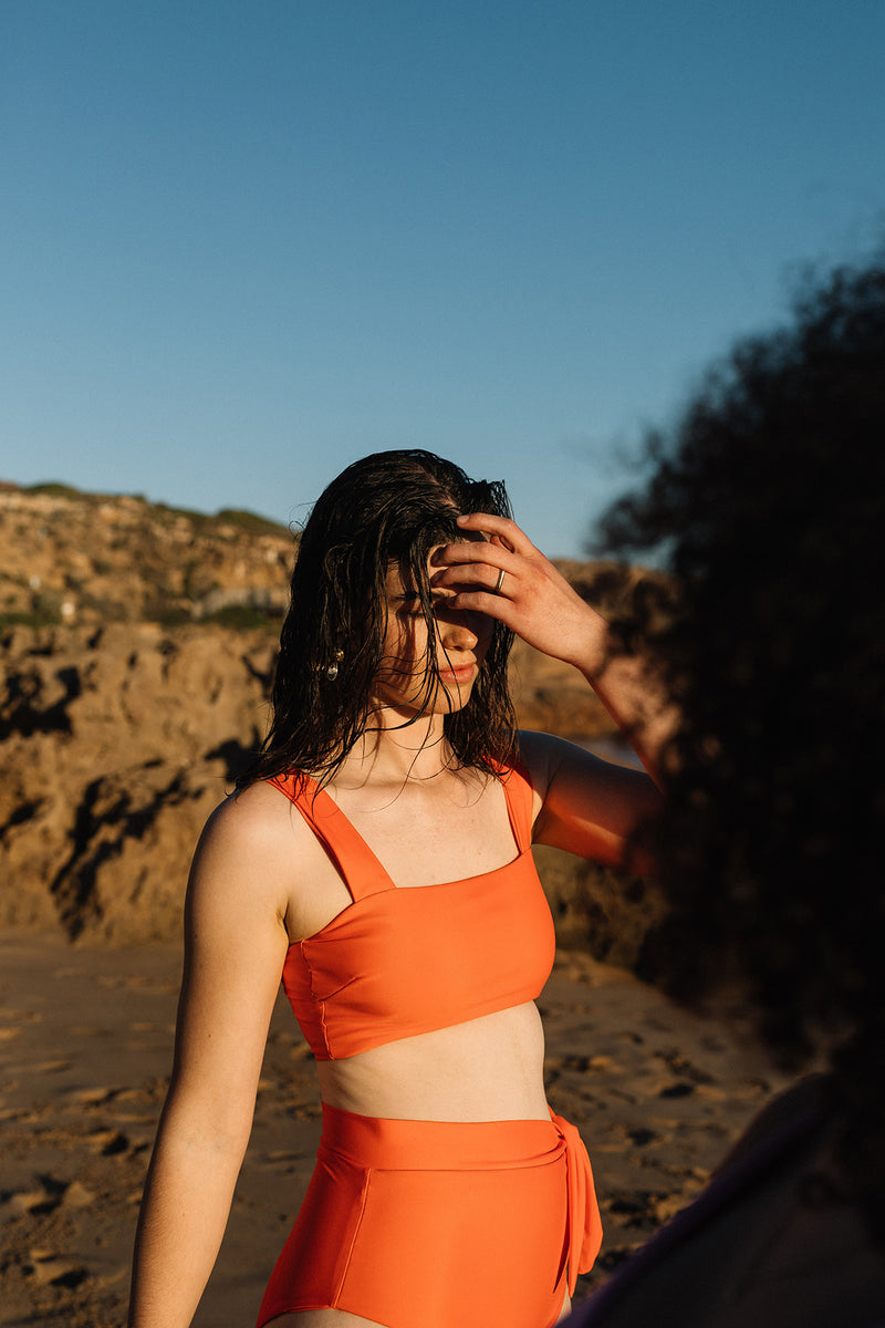 Crop Top & High Waist Brief Clementine Closeup