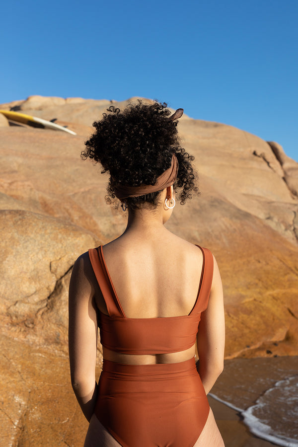 Crop Top & High Waist Brief Gingerbread Back