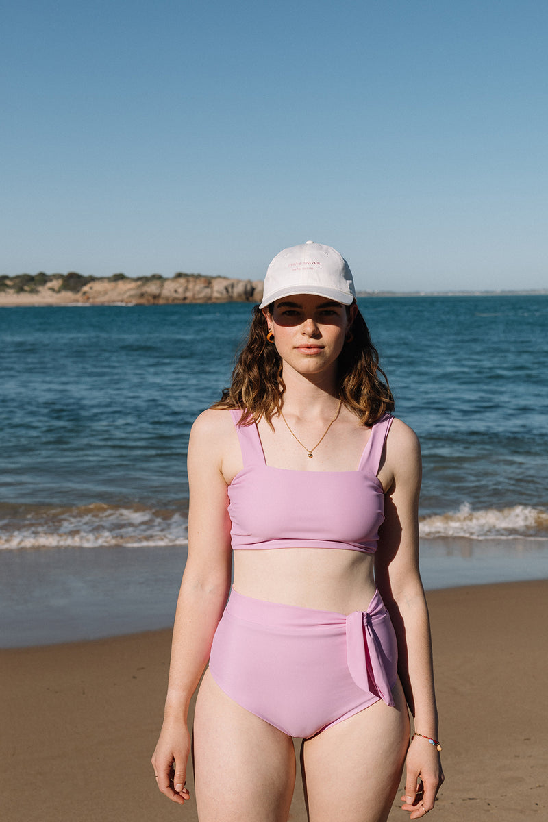 Crop Top & High Waist Brief Bubblegum Closeup