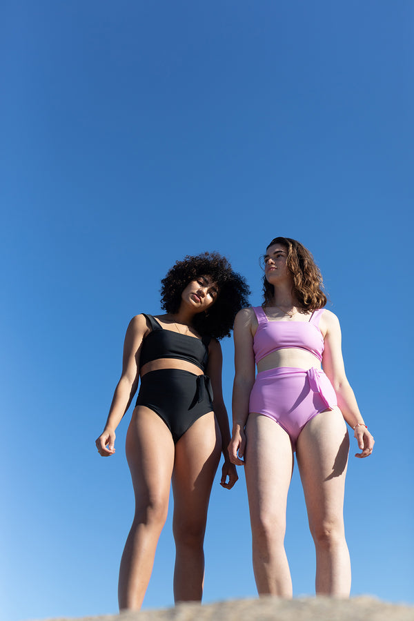 Crop Top & High Waist Brief Bubblegum & Licorice Front