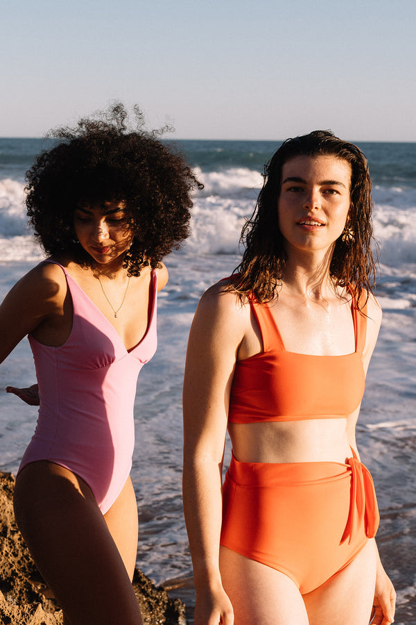 Crop Top & High Waist Brief Clementine & One Piece Bubblegum Front